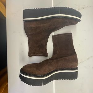 Robert Clergerie Bliss Berta Stretch Platform Wedge Ankle Boots Womens EU 38.5